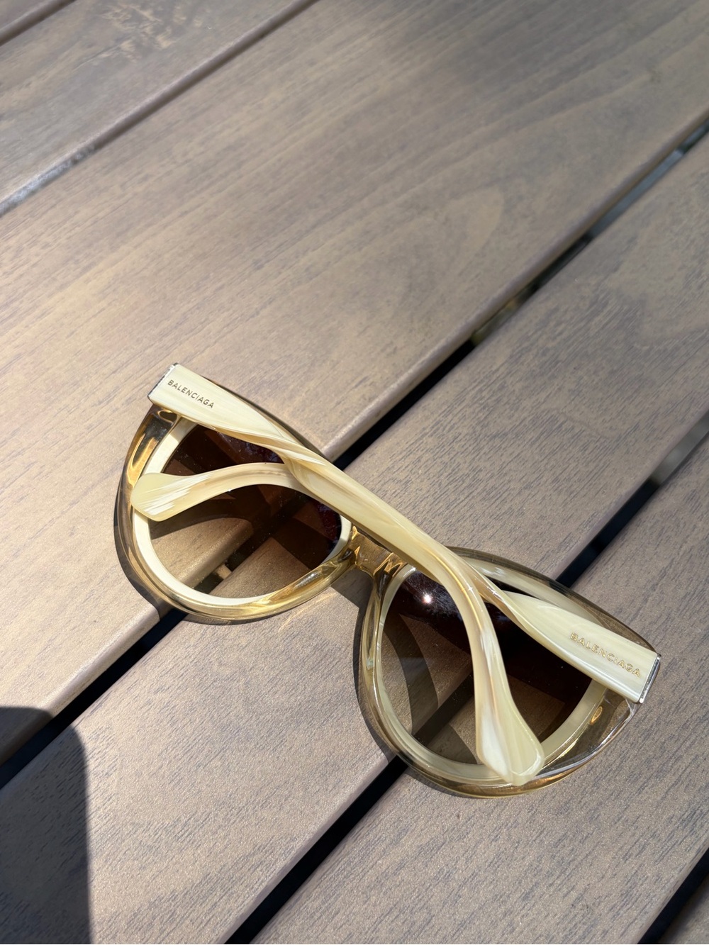 Balenciaga Pale Yellow Round-Aviator Sunglasses